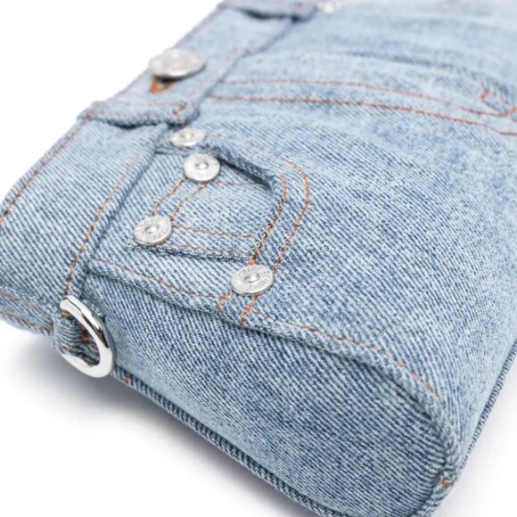 AW23 MOSCHINO Couture Jeremy Scott Denim Shaped Jeans Wristlet Clutch Cotton - Picture 2 of 12